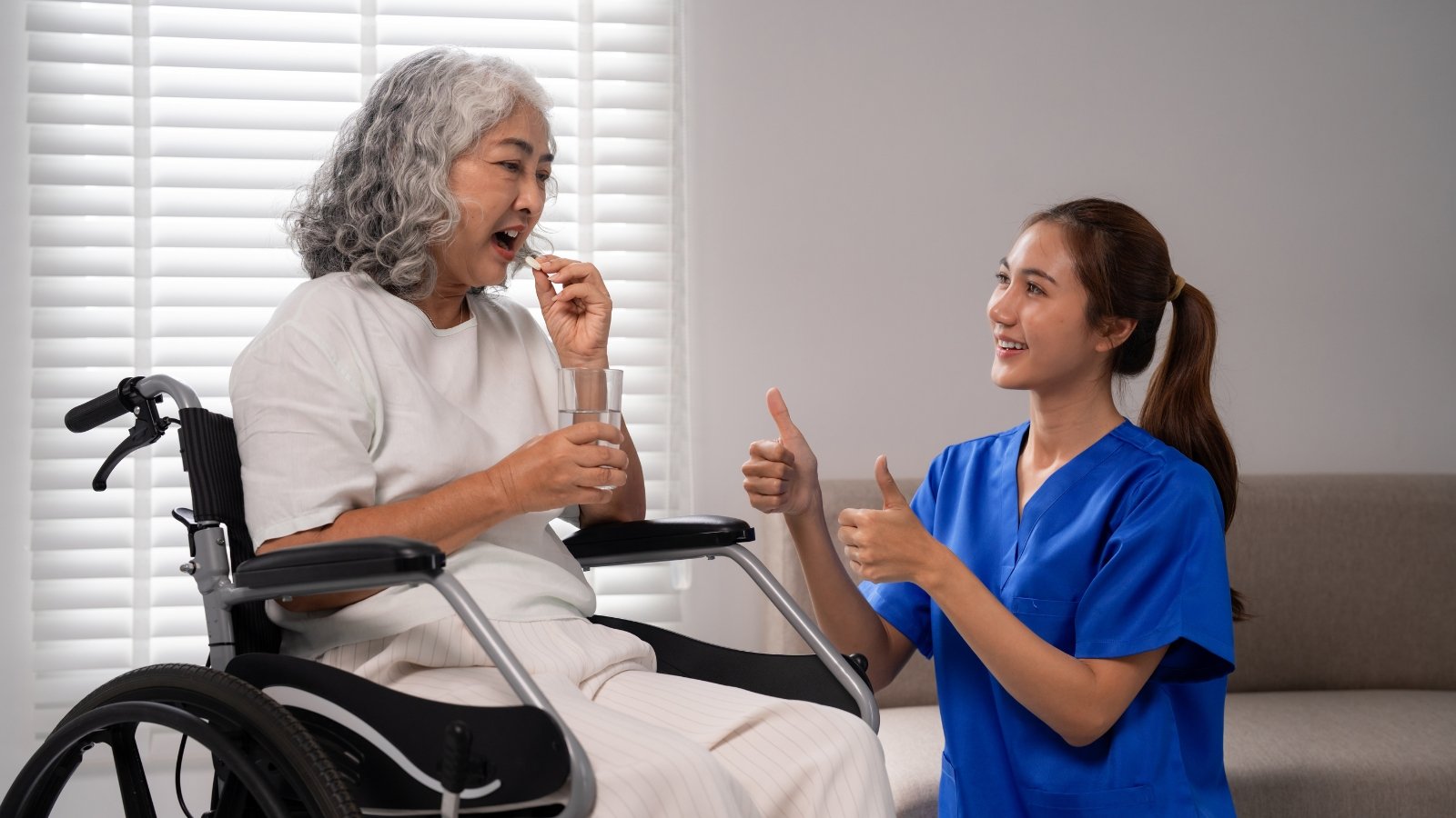 Nurse providing private duty nursing care to a client at home